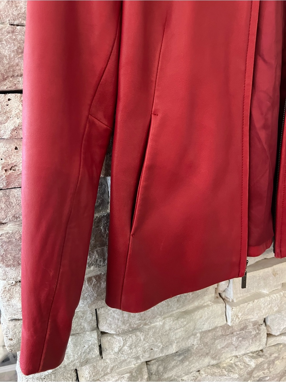 Liz Claiborne Red Leather Jacket Womens Small Petite - Picture 2 of 11